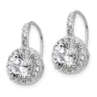 Cheryl M Sterling Silver Rhodium-plated Brilliant-cut Round CZ Halo Kidney Wire Dangle Earrings - Birthstone Company