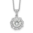 Cheryl M Sterling Silver Rhodium-plated Brilliant-cut and Emerald-cut CZ Halo 18 Inch Necklace