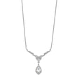 Cheryl M Sterling Silver Rhodium-plated Fancy Brilliant-cut CZ Teardrop Dangle 16 Inch Necklace with 2.25 Inch Extender