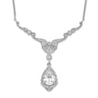 Cheryl M Sterling Silver Rhodium-plated Fancy Brilliant-cut CZ Teardrop Dangle 16 Inch Necklace with 2.25 Inch Extender