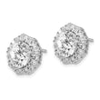 Cheryl M Sterling Silver Rhodium-plated Fancy Brilliant-cut and Emerald-cut CZ Halo Post Earrings - Birthstone Company