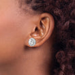 Cheryl M Sterling Silver Rhodium-plated Fancy Brilliant-cut and Emerald-cut CZ Halo Post Earrings - Birthstone Company