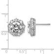 Cheryl M Sterling Silver Rhodium-plated Fancy Brilliant-cut and Emerald-cut CZ Halo Post Earrings - Birthstone Company