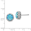 Cheryl 925 Sterling Silver Rhodium-Plated Lab Created Blue Opal & CZ Stud Earrings