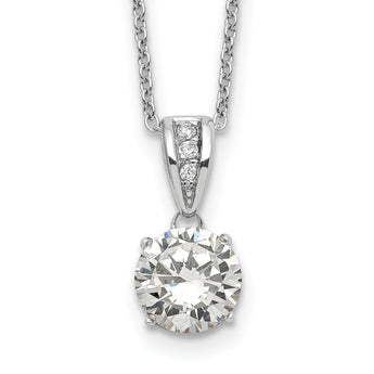 Cheryl M Sterling Silver Rhodium-plated with Gold-plated Accent Brilliant-cut 8mm CZ XO Gallery 18 Inch Necklace