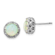 Cheryl Sterling Silver Rhodium-Plated Lab-Created Opal & CZ Stud Earrings