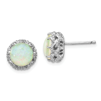 Cheryl Sterling Silver Rhodium-Plated Lab-Created Opal & CZ Stud Earrings