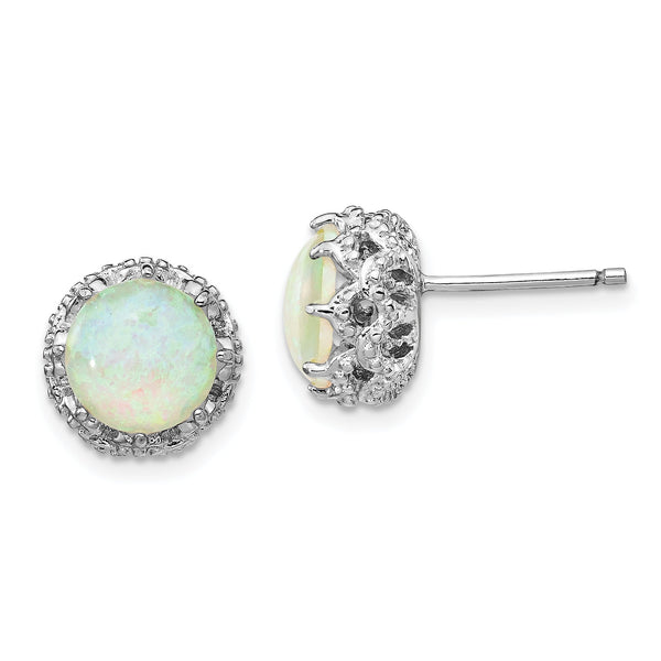 Cheryl Sterling Silver Rhodium-Plated Lab-Created Opal & CZ Stud Earrings