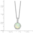 Cheryl Elegant Sterling Silver Opal and CZ Necklace with Polished Finish