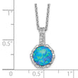 Sterling Silver Opal CZ Necklace with Polished Rhodium