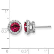 Cheryl M Sterling Silver Rhodium-plated Brilliant-cut Lab Created Ruby and Brilliant-cut White CZ Round Halo Post Earrings - Birthstone Company