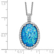 Sterling Silver Necklace with Lab Blue Opal and CZ
