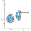 925 Sterling Silver Rhodium-Plated Blue Opal & CZ Teardrop Earrings Gift Ready