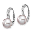 Cheryl M Sterling Silver Rhodium-plated Grey Freshwater Cultured Pearl and Brilliant-cut CZ Leverback Earrings - Birthstone Company