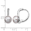 Cheryl M Sterling Silver Rhodium-plated Grey Freshwater Cultured Pearl and Brilliant-cut CZ Leverback Earrings - Birthstone Company
