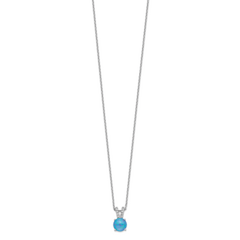 Sterling Silver Blue Opal CZ Necklace Elegant Polished Finish