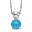 Sterling Silver Blue Opal CZ Necklace Elegant Polished Finish