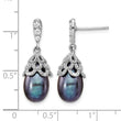Cheryl Sterling Silver Rhodium Teardrop Pearl & CZ Dangle Earrings Elegant & Gift-Ready - Birthstone Company