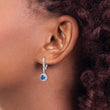 Cheryl M Sterling Silver Rhodium-plated Brilliant-cut Lab Created Dark Blue Spinel and Brilliant-cut White CZ Round Halo Leverback Dangle Earrings - Birthstone Company