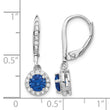 Cheryl M Sterling Silver Rhodium-plated Brilliant-cut Lab Created Dark Blue Spinel and Brilliant-cut White CZ Round Halo Leverback Dangle Earrings - Birthstone Company