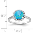 Cheryl M Sterling Silver Rhodium-plated Cabochon Lab Created Blue Opal and Brilliant Cut CZ Halo with Side Stones Ring