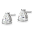 Cheryl M Sterling Silver Rhodium-plated Brilliant-cut Pear Shaped CZ with Pav‚ Gallery Post Stud Earrings