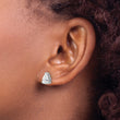 Cheryl M Sterling Silver Rhodium-plated Brilliant-cut Pear Shaped CZ with Pav‚ Gallery Post Stud Earrings