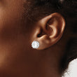 Cheryl M Sterling Silver Rhodium-plated Brilliant-cut CZ 8mm Crown Post Stud Earrings