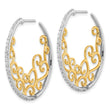 Cheryl M Sterling Silver Rhodium-plated and Gold-plated Brilliant-cut CZ Swirl Round Post Hoop Earrings - Birthstone Company