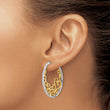 Cheryl M Sterling Silver Rhodium-plated and Gold-plated Brilliant-cut CZ Swirl Round Post Hoop Earrings - Birthstone Company