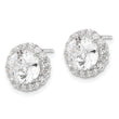 Cheryl M Sterling Silver Rhodium-plated 100 Facet & Brilliant-cut Round CZ Halo Post Earrings