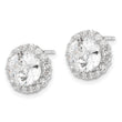 Cheryl M Sterling Silver Rhodium-plated 100 Facet & Brilliant-cut Round CZ Halo Post Earrings - Birthstone Company