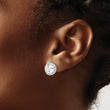 Cheryl M Sterling Silver Rhodium-plated 100 Facet & Brilliant-cut Round CZ Halo Post Earrings - Birthstone Company