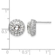 Cheryl M Sterling Silver Rhodium-plated 100 Facet & Brilliant-cut Round CZ Halo Post Earrings - Birthstone Company