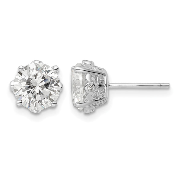 Cheryl M Sterling Silver Rhodium-plated Brilliant-cut CZ Stud Post Earrings - Birthstone Company