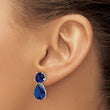 Cheryl M Sterling Silver Rhodium-plated Brilliant-cut Dark Blue CZ Post Dangle Earrings - Birthstone Company