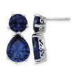 Cheryl M Sterling Silver Rhodium-plated Brilliant-cut Dark Blue CZ Post Dangle Earrings - Birthstone Company