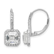 Cheryl M Sterling Silver Rhodium-plated Brilliant-cut and Asscher-cut CZ Leverback Earrings - Birthstone Company