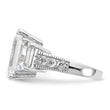 Cheryl M Sterling Silver Rhodium-plated Fancy Emerald-cut and Brilliant-cut CZ 3 Stone Ring