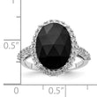 Cheryl M Sterling Silver Rhodium-plated Checker-cut Black CZ and Brilliant-cut White CZ Oval Halo Ring