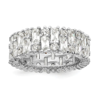 Cheryl M Sterling Silver Rhodium-plated Fancy Baguette-cut and Brilliant-cut CZ Ring - Birthstone Company