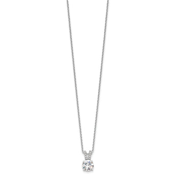 Cheryl M Sterling Silver Rhodium-plated Brilliant-cut 8mm Round CZ with CZ Split Bail 18 Inch Necklace