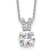 Cheryl M Sterling Silver Rhodium-plated Brilliant-cut 8mm Round CZ with CZ Split Bail 18 Inch Necklace