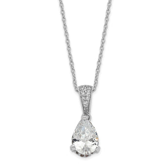 Cheryl M Sterling Silver Rhodium-plated Brilliant-cut Pear CZ Pendant 18 Inch Necklace