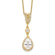 Cheryl M Sterling Silver Gold-plated Brilliant-cut CZ Teardrop and Bezel Halo 18 Inch Necklace
