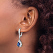 Cheryl M Sterling Silver Rhodium-plated Brilliant-cut Lab Created Dark Blue Spinel and Brilliant-cut White CZ Leverback Dangle Earrings