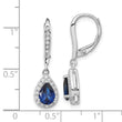 Cheryl M Sterling Silver Rhodium-plated Brilliant-cut Lab Created Dark Blue Spinel and Brilliant-cut White CZ Leverback Dangle Earrings