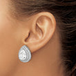 Cheryl M Sterling Silver Rhodium-plated Brilliant-cut Pear Shaped CZ Double Halo Post Earrings - Birthstone Company