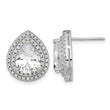 Cheryl M Sterling Silver Rhodium-plated Brilliant-cut Pear Shaped CZ Double Halo Post Earrings - Birthstone Company
