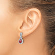 Cheryl M Sterling Silver Rhodium-plated Brilliant-cut Lab Created Ruby and Brilliant-cut White CZ Teardrop Post Dangle Earrings - Birthstone Company